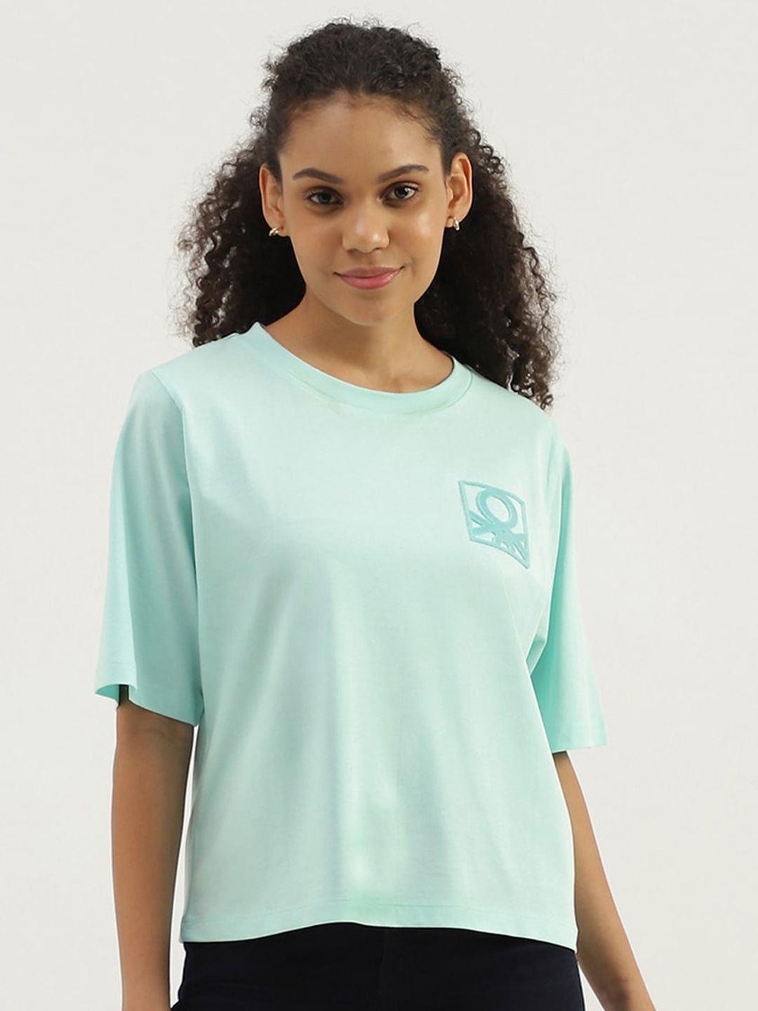 

United Colors of Benetton Pure Cotton Round Neck T-shirt, Sea green