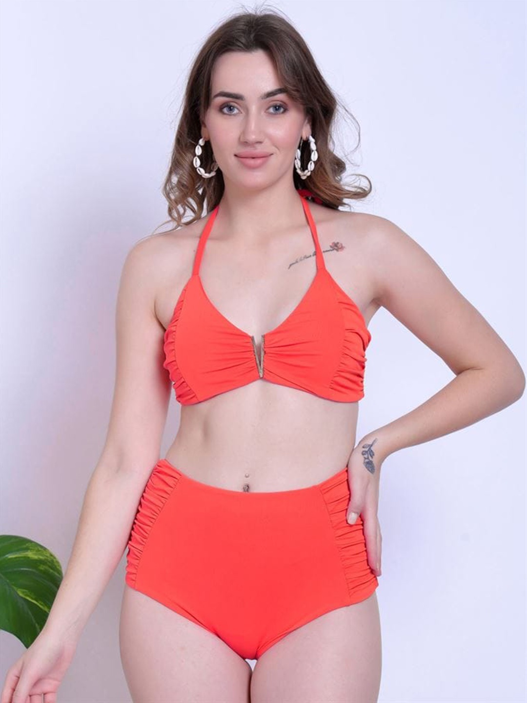 

FXM Medium Coverage High Waist Swim Set, Orange