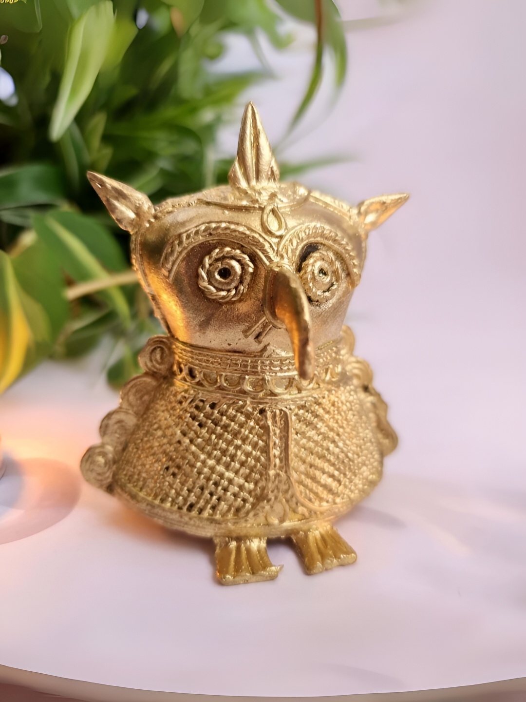 

Peepul Tree Gold-Toned Owl Brass Figurine Showpiece