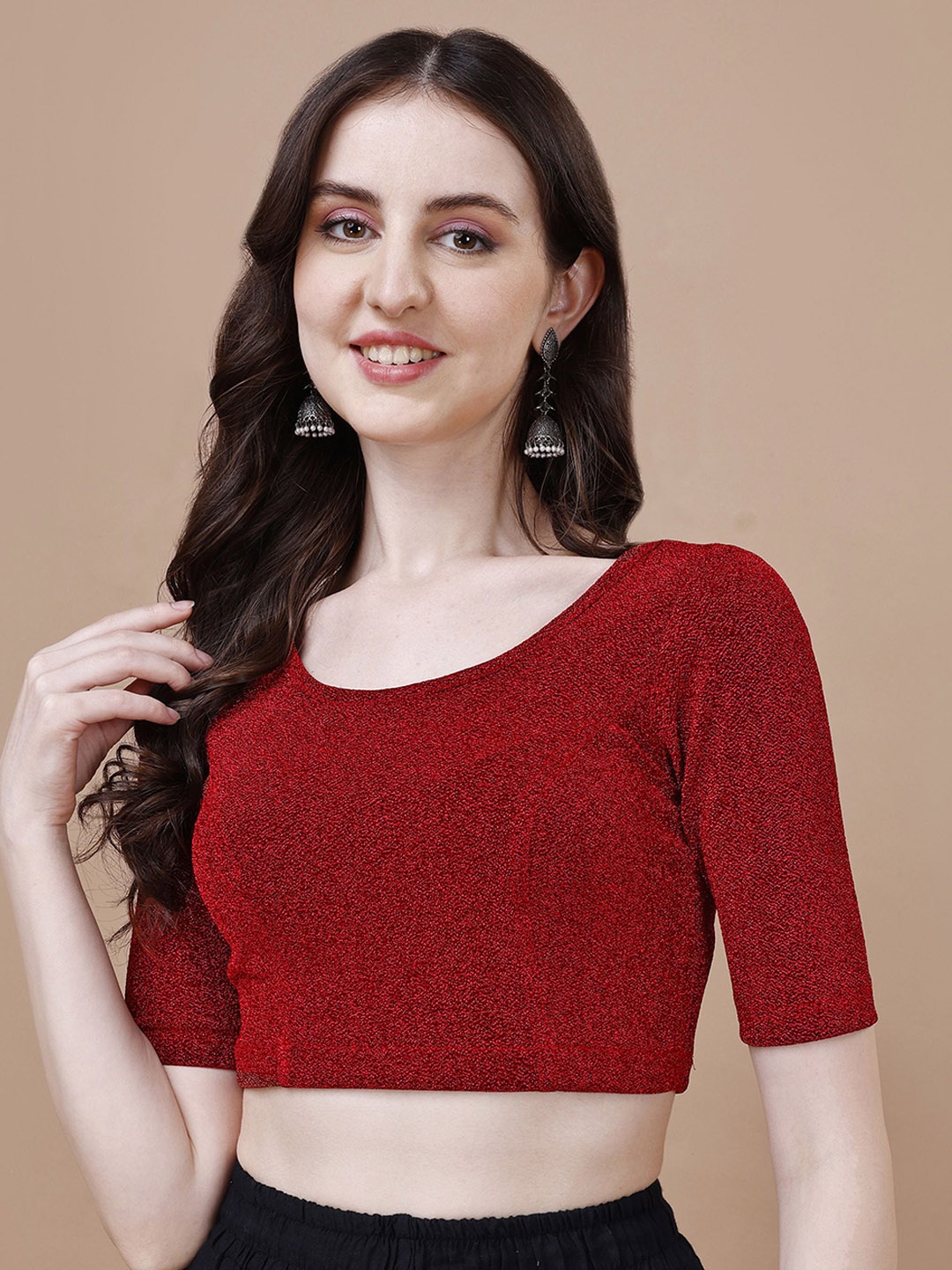 

Oomph! Stretchable Readymade Blouse, Red