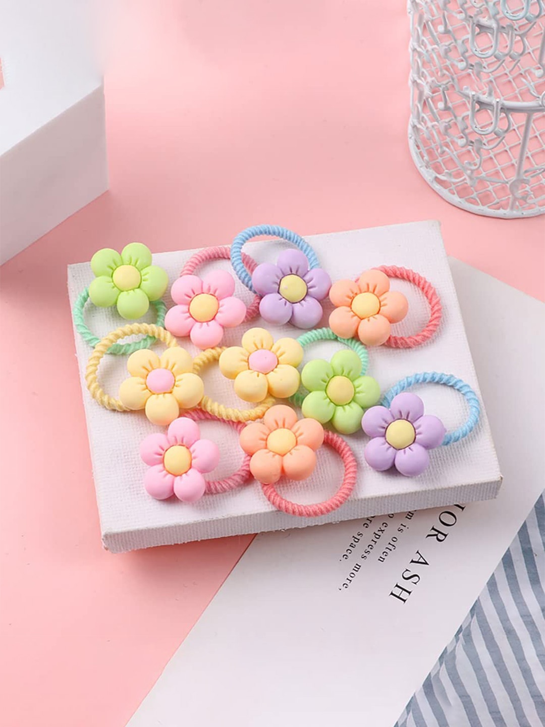 

SYGA Girls Set Of 10 Ponytail Holders, Yellow