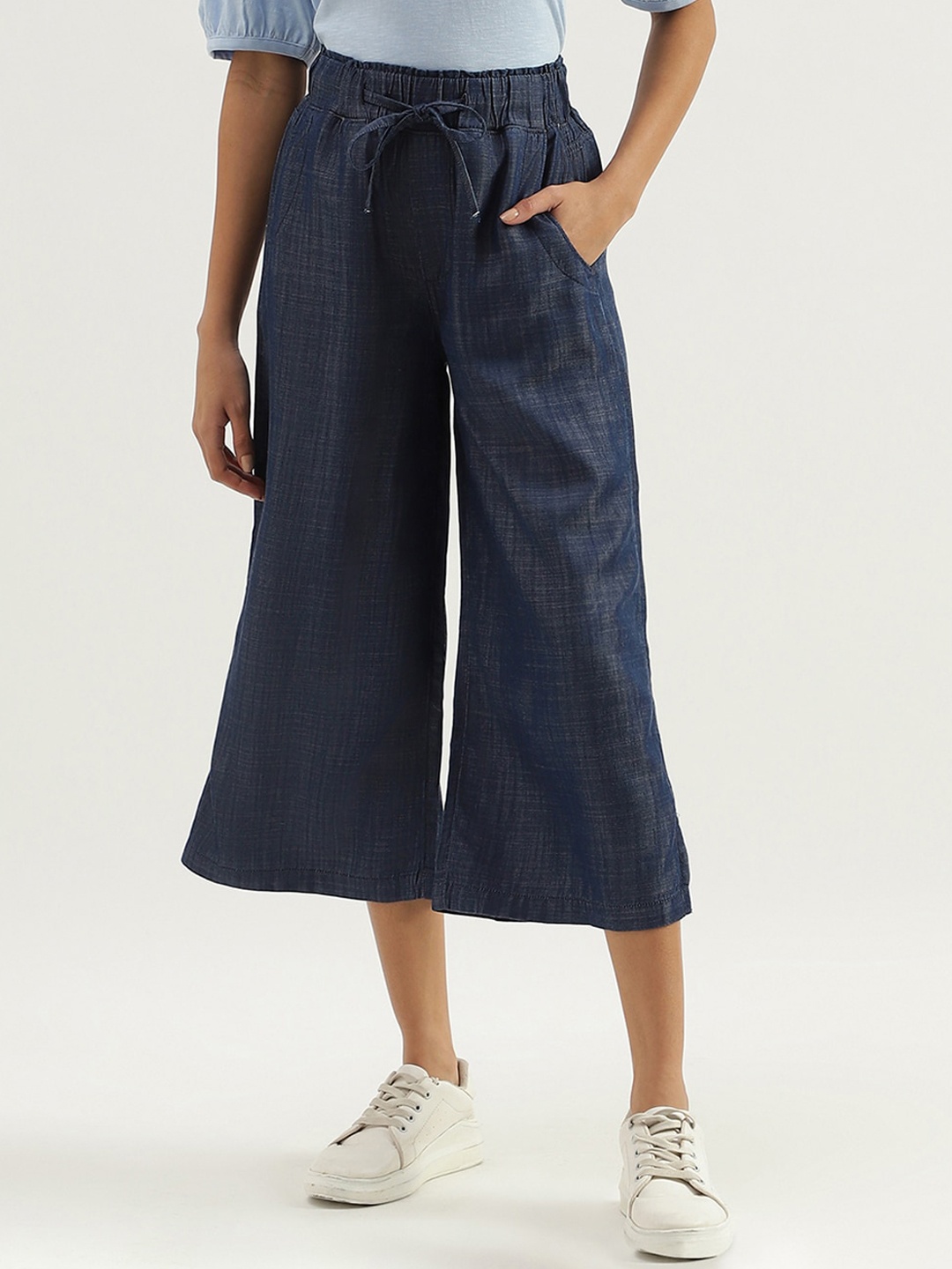 United Colors of Benetton Women Mid-Rise Culottes Trousers, Blue