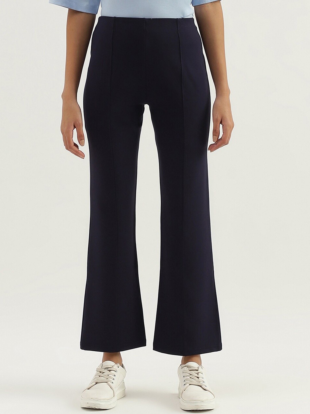 

United Colors of Benetton Women High-Rise Bootcut Trousers, Blue