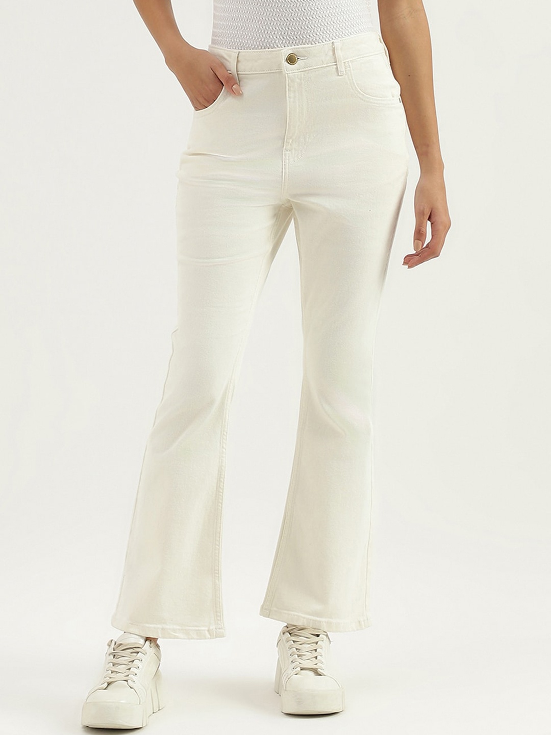 

United Colors of Benetton Women Bootcut Fit Clean Look Jeans, White