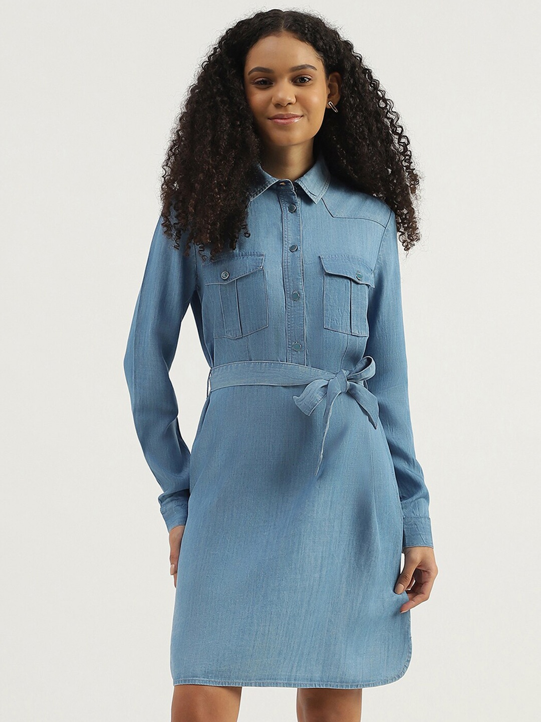 

United Colors of Benetton Long Sleeves Shirt Dress, Blue