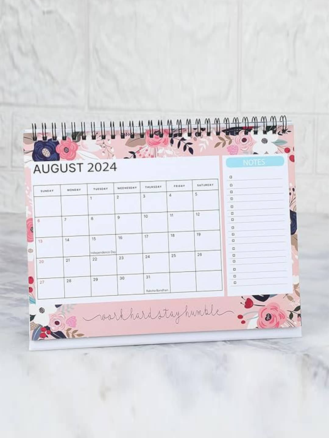 

Kaameri Bazaar 2024 Floral Desk Calendar With Inspirational Quotes, Blue