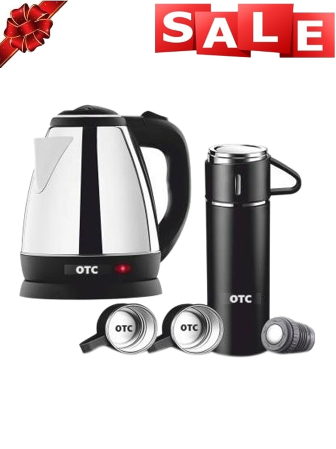 

otc Grey & Black 2 Pcs 220Watt Stainless Steel Electric Kettle