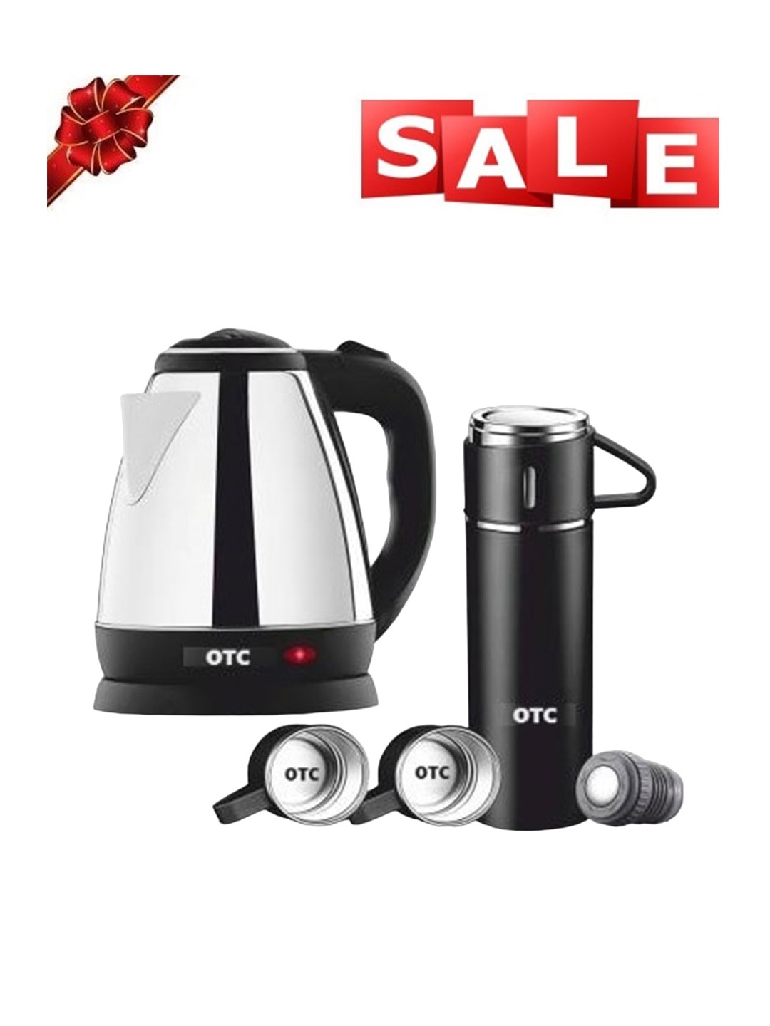 

otc Grey & Black 2 Pcs 220 Watt Stainless Steel Electric Kettle