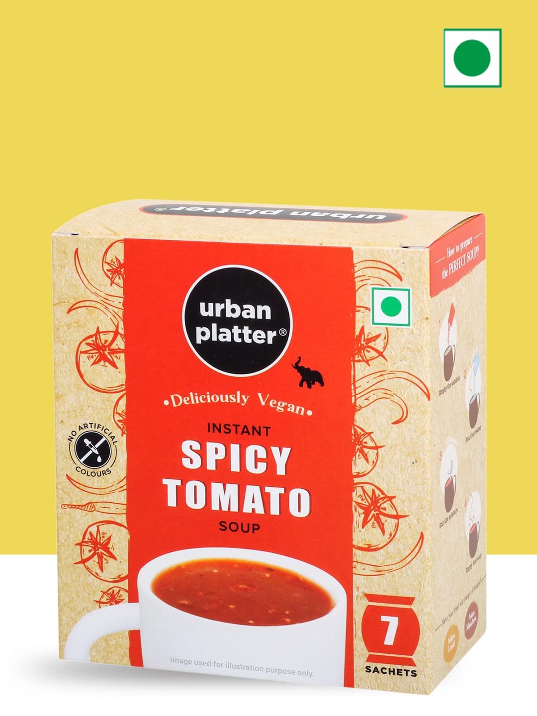 

URBAN PLATTER Instant Spicy Tomato Cup Soup 7 Sachets-140 Gms, Orange