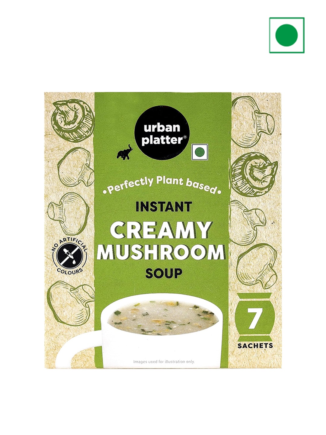 

URBAN PLATTER Instant Creamy Mushroom Cup Soup 7 Sachets -140 Gms, Green