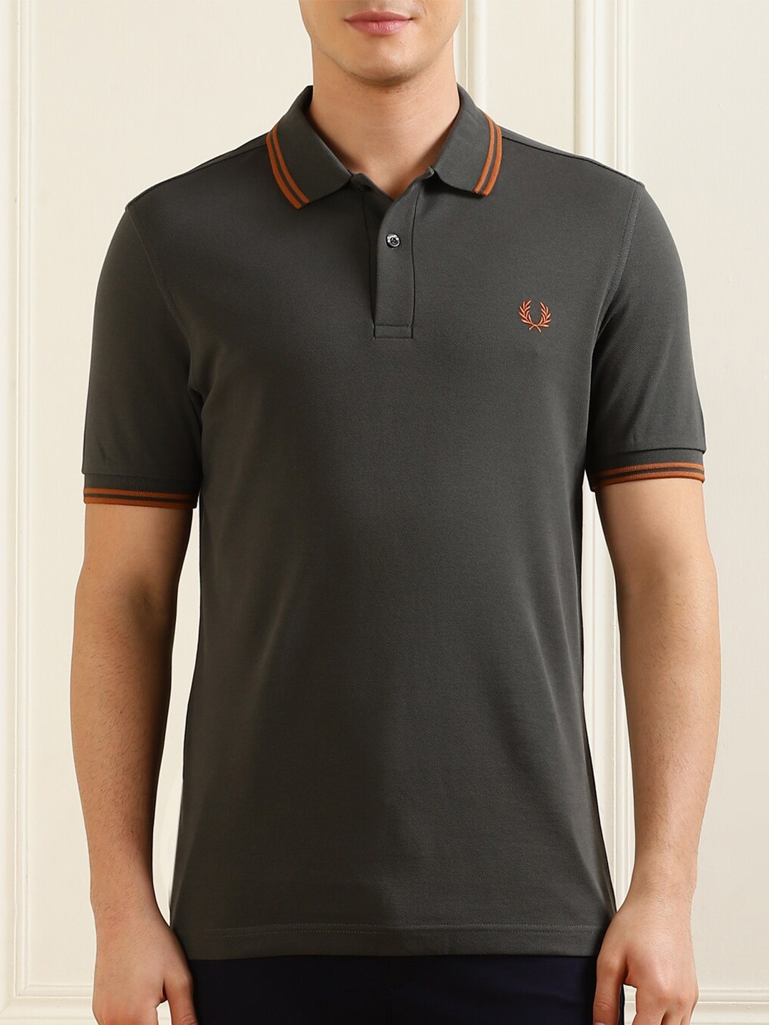 

Fred Perry Regular Fit Polo Collar Spread Collar Cotton T-shirt, Green