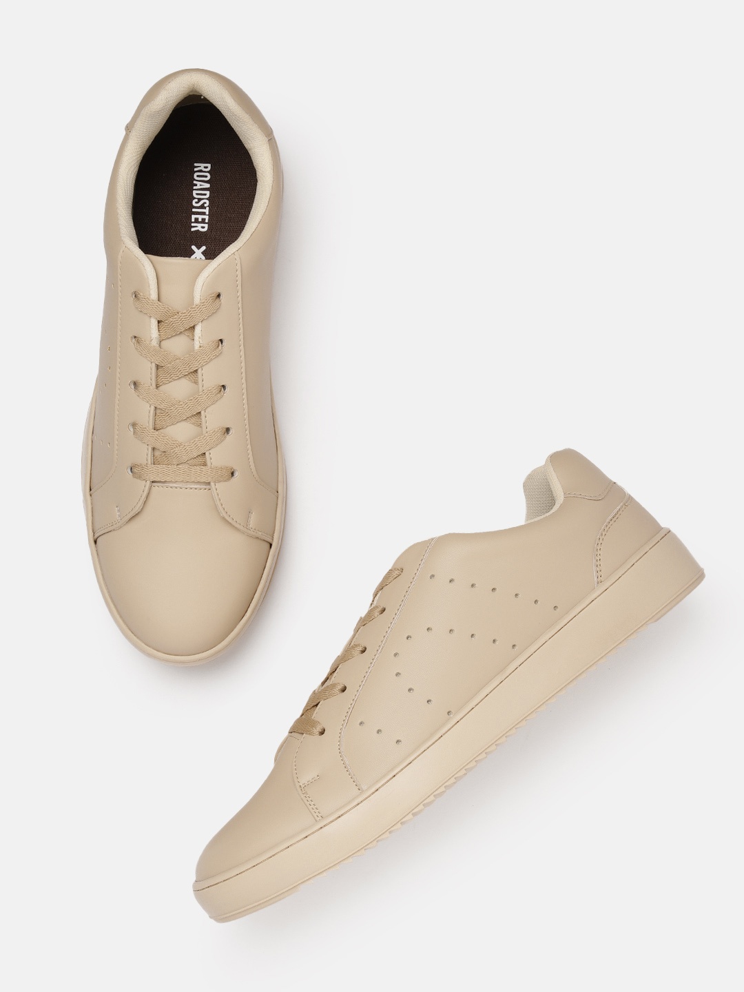 

The Roadster Lifestyle Co. Men Perforated Detail Sneakers, Beige