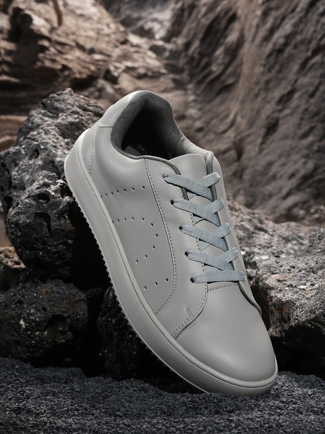 

The Roadster Lifestyle Co. Men Perforated Detail Sneakers, Grey