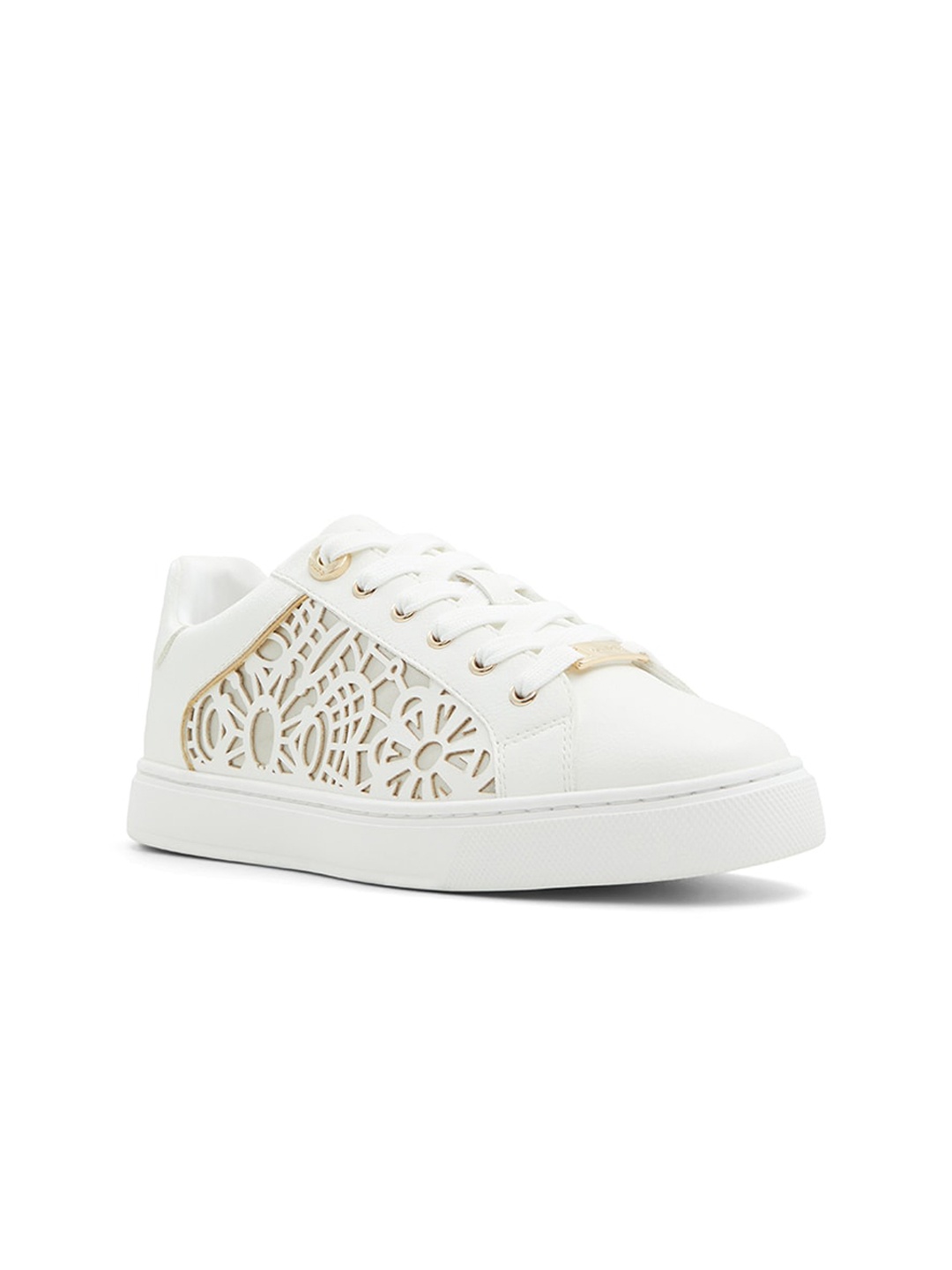 

ALDO Women Laser Cuts Round Toe Sneakers, Gold