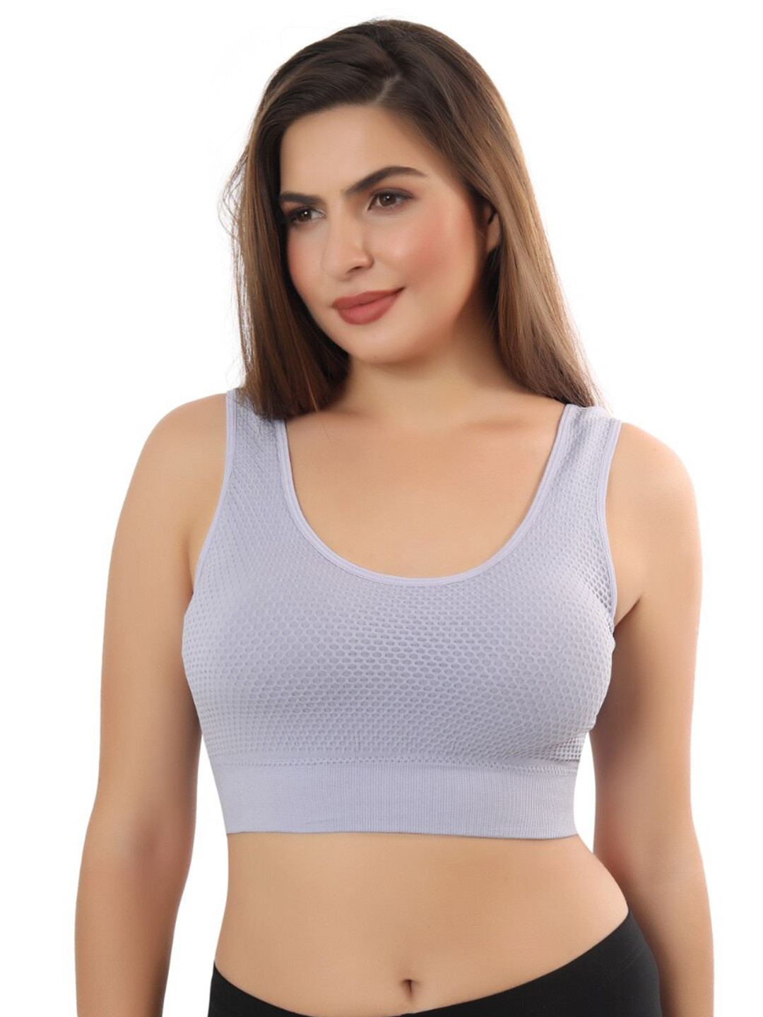 

FABLUK Rapid-Dry Anti Bacterial Workout Bra Full Coverage Non-Wired Lightly Padded, Blue