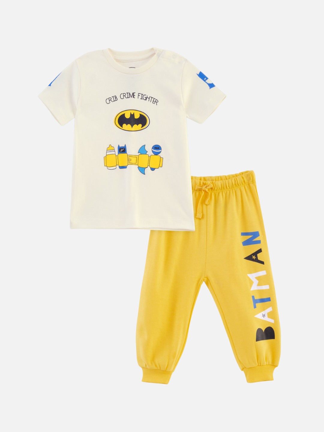 

Nap Chief Unisex Kids Printed Pure Cotton T-shirt with Pajamas, Off white