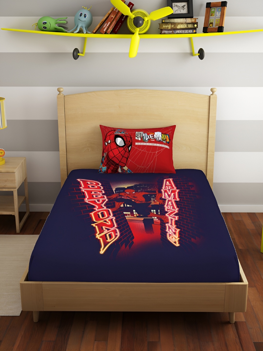 

SPACES Violet & Red Marvel Spiderman Cotton 180 TC Single Bedsheet With 1 Pillow Cover