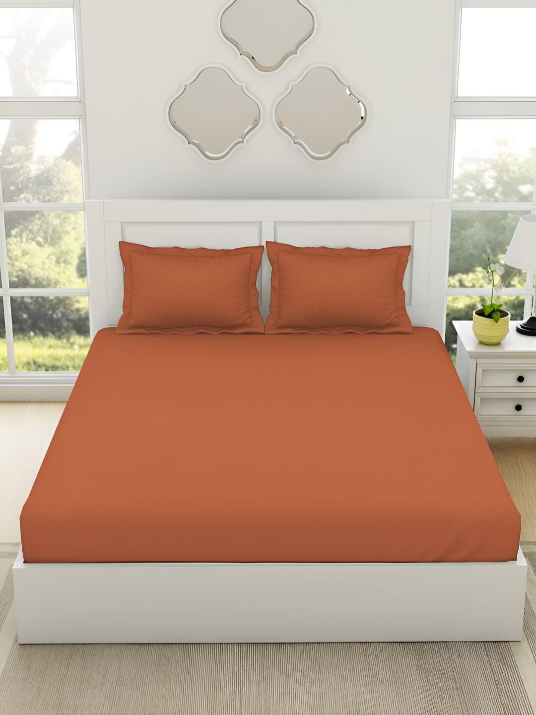 

SPACES Rust Everyday Essentials 144 TC Cotton King Bedsheet Set