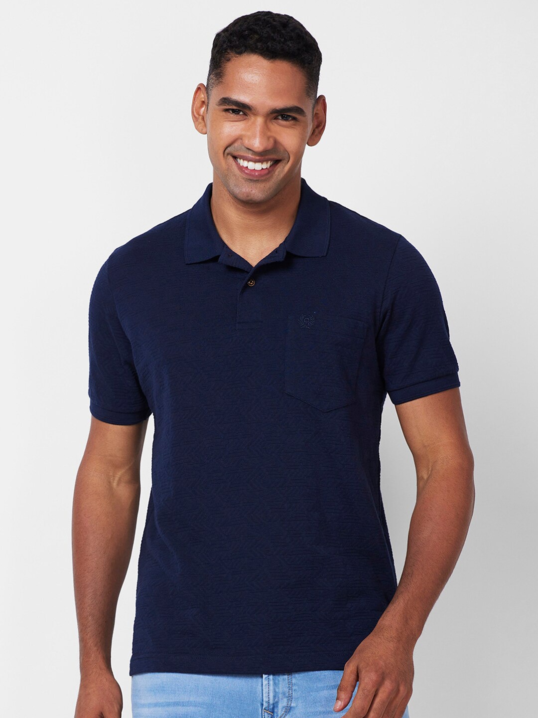 

CELSIUS Polo Collar Short Regular Sleeves Pockets Cotton Casual T-shirt, Blue