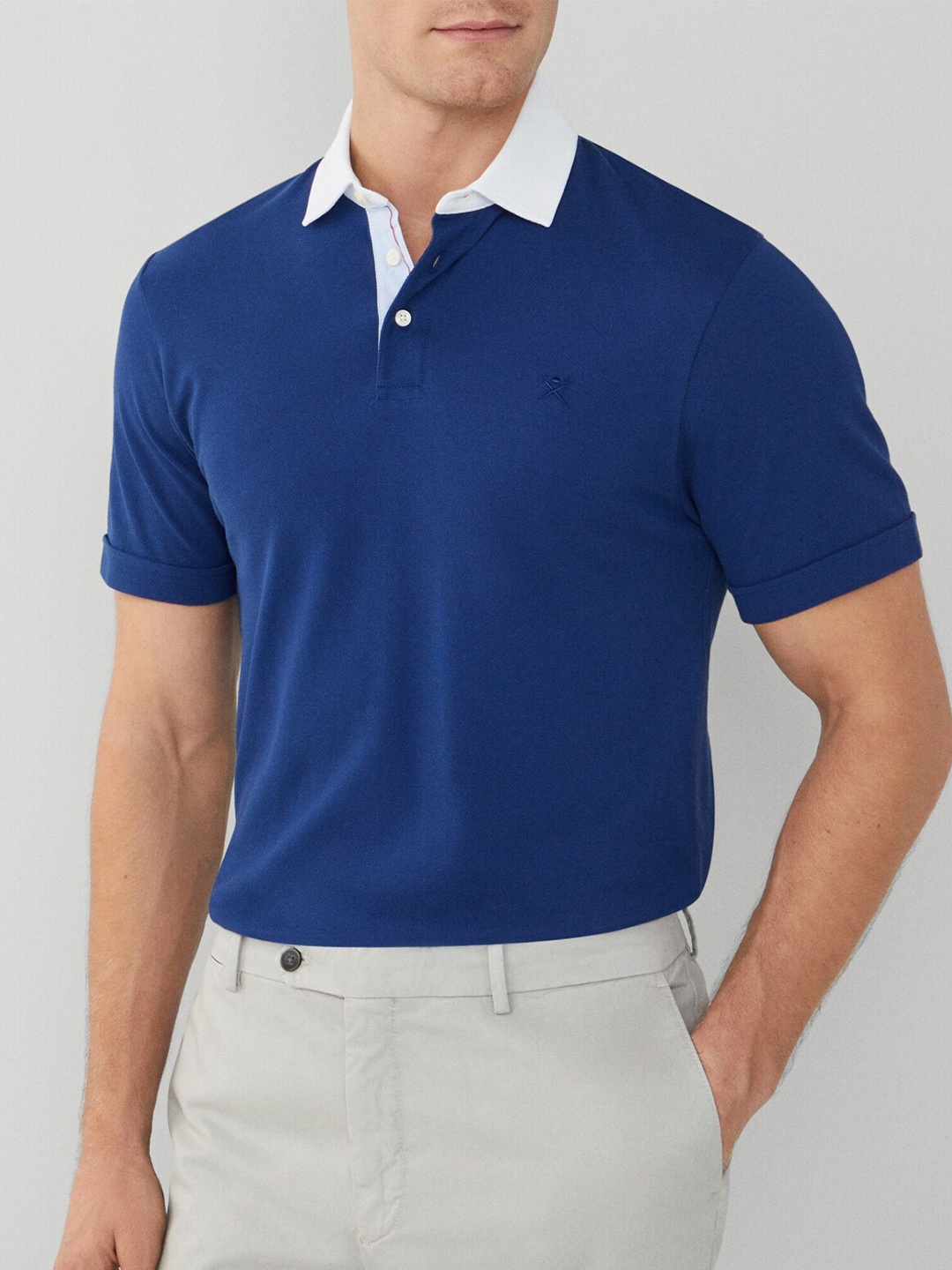 

HACKETT LONDON Polo With Contrast Collar Short Sleeves T-shirt, Blue