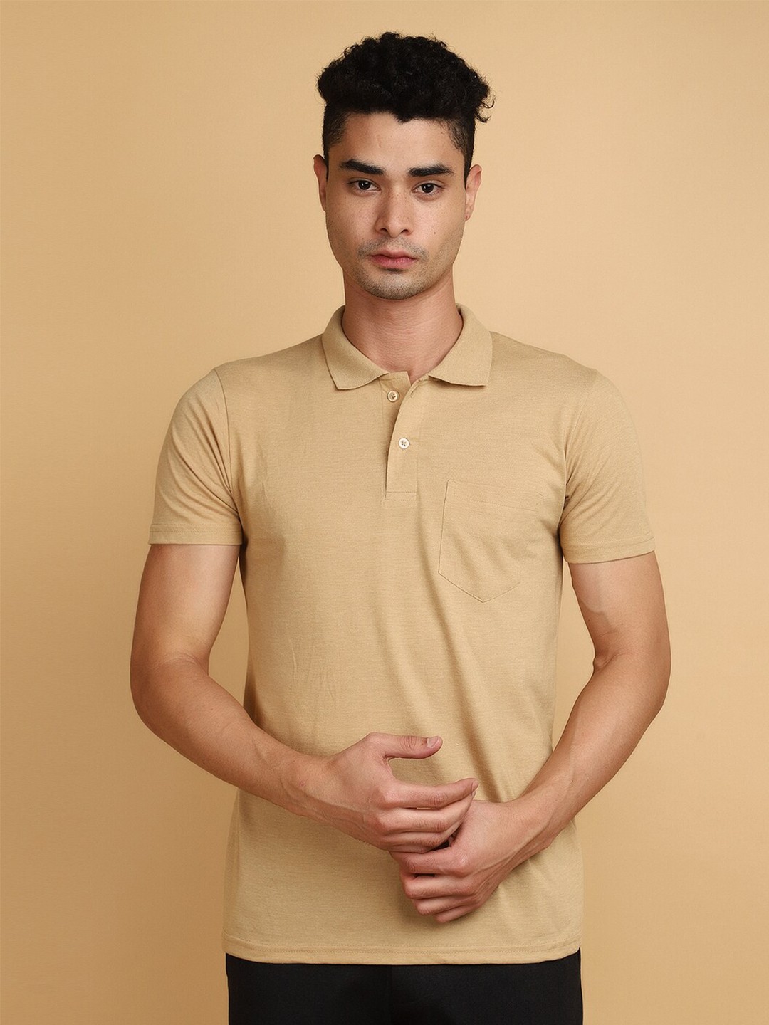

V-Mart Polo Collar Slim Fit Casual T-shirt, Khaki