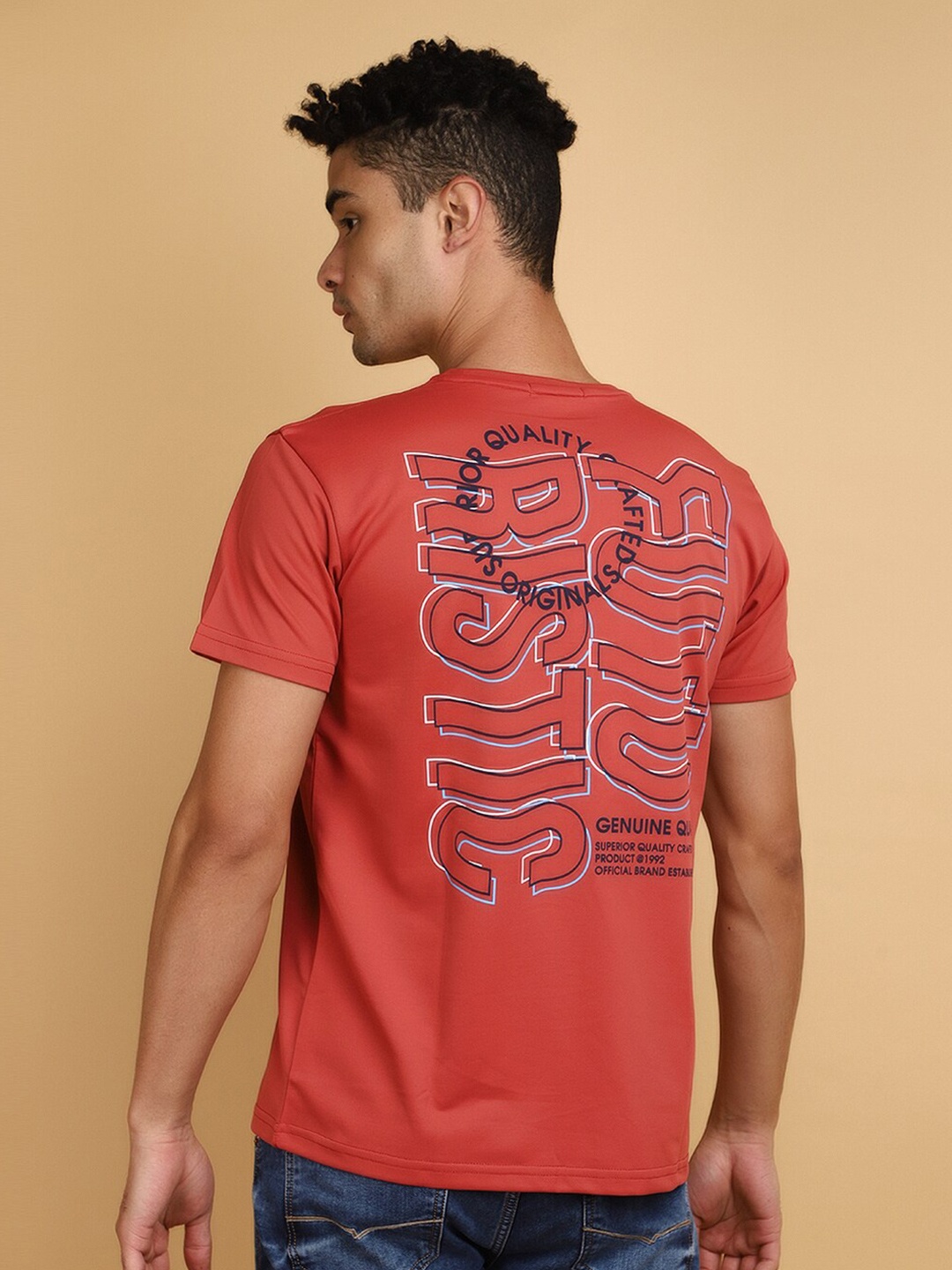 

V-Mart Typography Printed Casual T-shirt, Rust