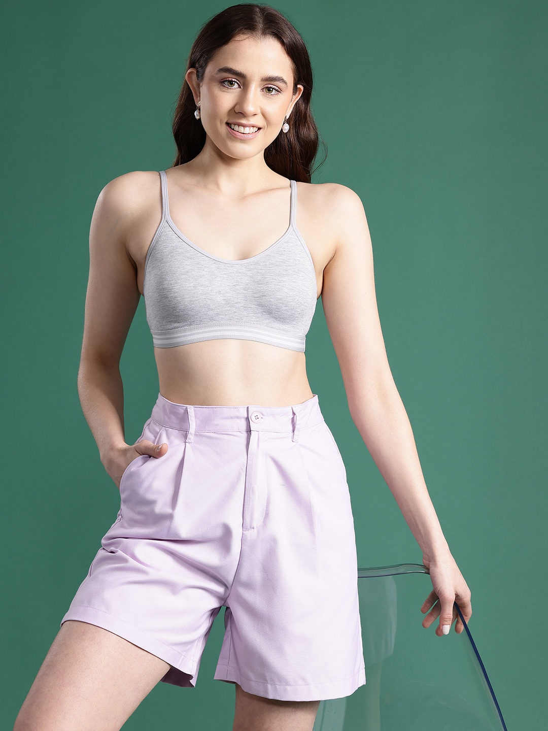 

DressBerry Full Coverage Non Padded Bra DB-BTS-09, Grey