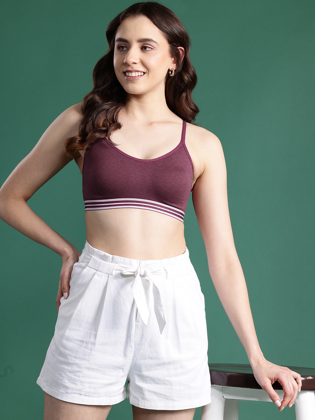 

DressBerry Full Coverage Non Padded Workout Bra DB-BTS-10, Maroon