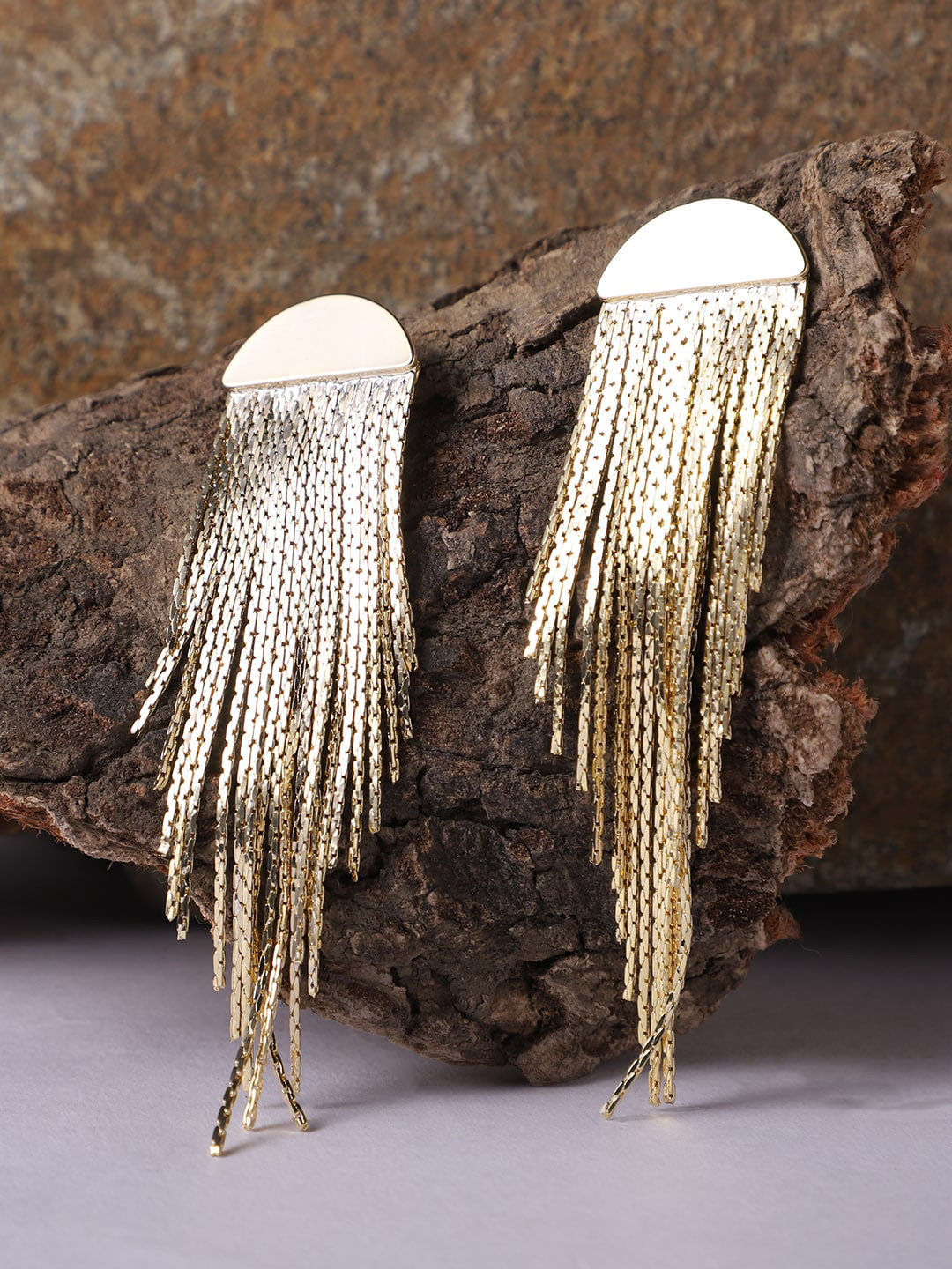

PATOLA BY VJ 92.5 Silver Plated Tasseled Contemporary Drop Earrings, Gold