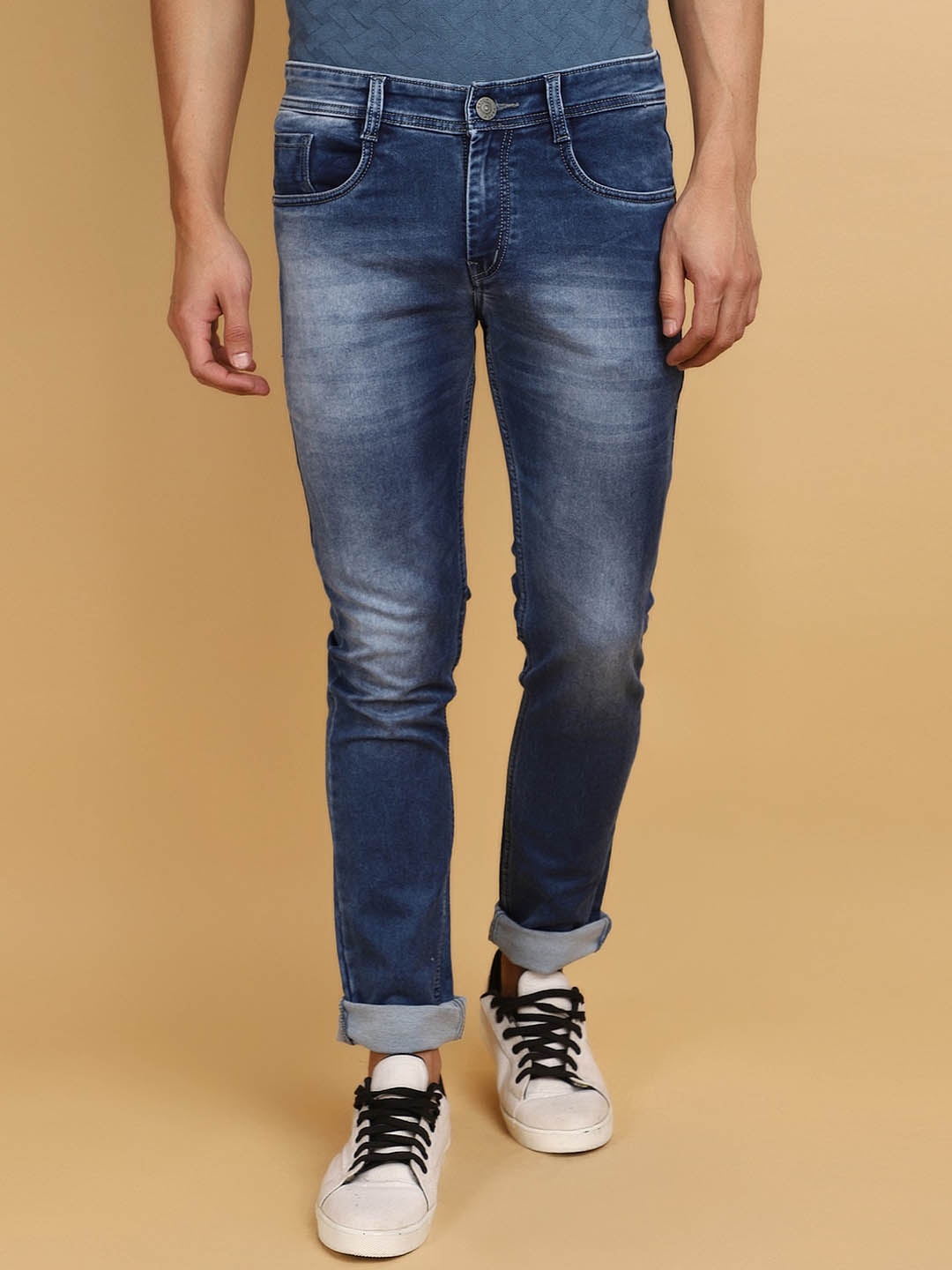 

V-Mart Men Slim Fit Heavy Fade Cotton Jeans, Blue
