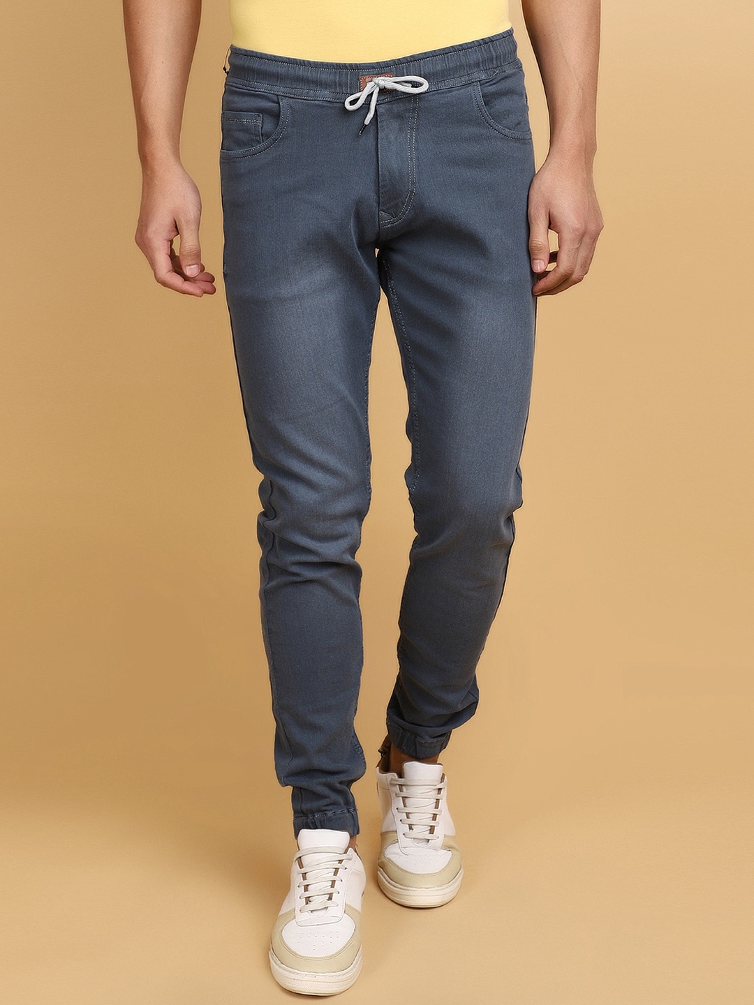 

V-Mart Men Slim Fit Cotton Joggers Jeans, Grey