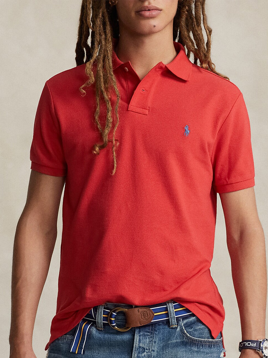 

Polo Ralph Lauren Polo Collar Short Sleeves Cotton Slim-Fit T-shirt, Red