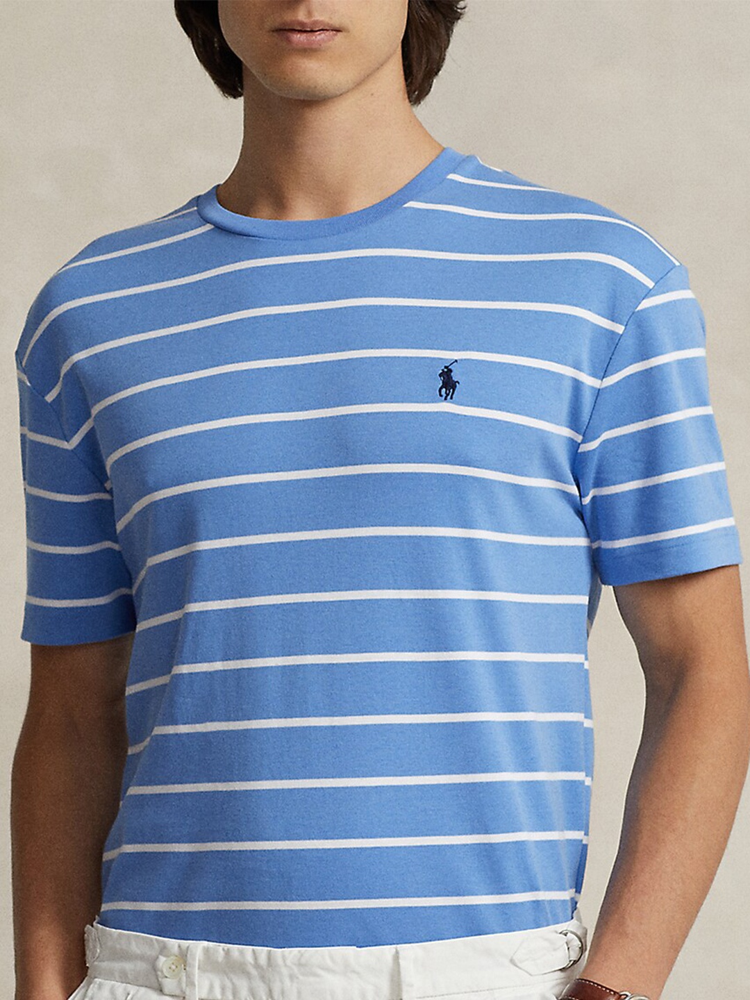 

Polo Ralph Lauren Striped Round Neck Short Sleeves Cotton Classic Fit T-shirt, Blue