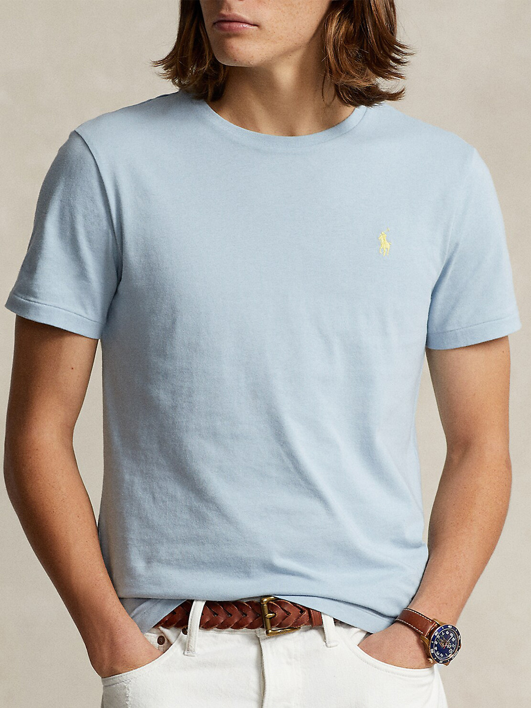 

Polo Ralph Lauren Round Neck Short Sleeves Slim Fit Cotton T-Shirt, Blue