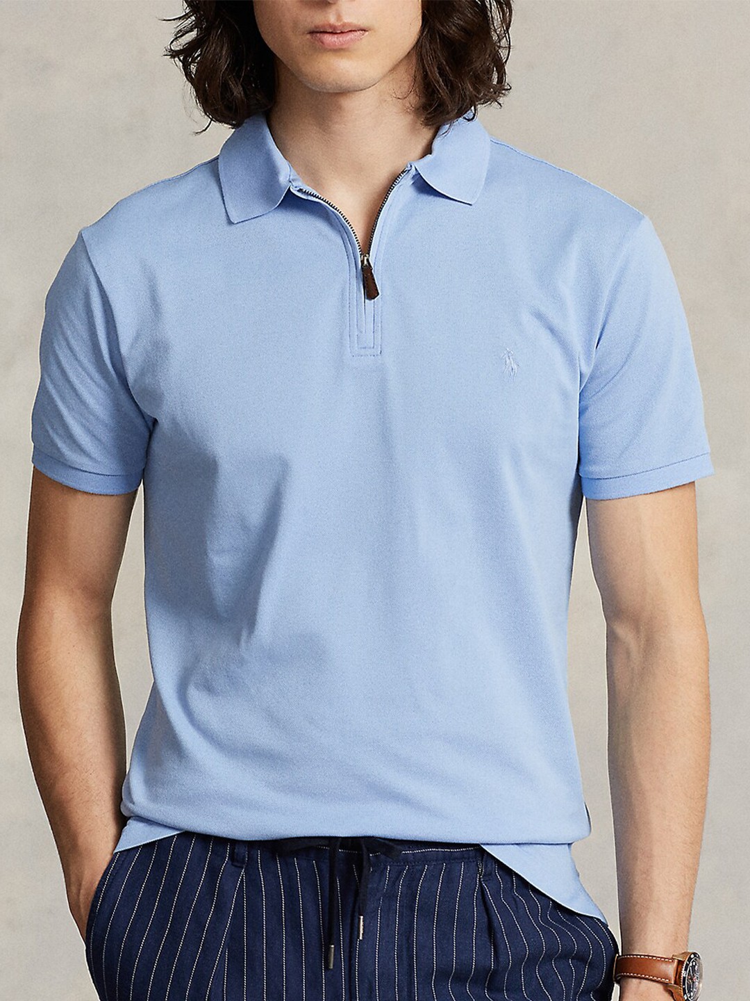 

Polo Ralph Lauren Polo Collar Short Sleeves Slim Fit Cotton T-shirt, Blue