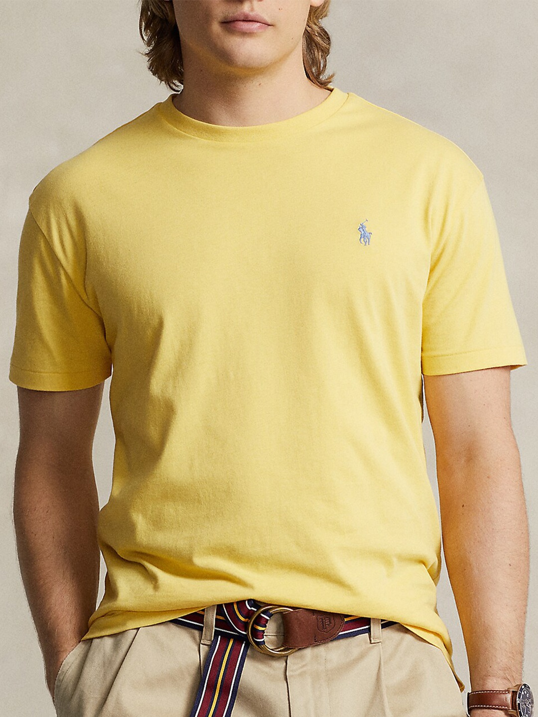 

Polo Ralph Lauren Round Neck Short Sleeves Slim Fit Cotton T-shirt, Yellow