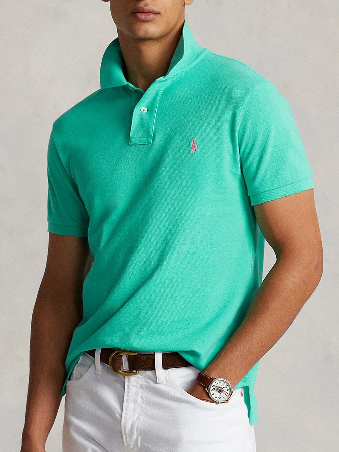 

Polo Ralph Lauren Polo Collar Short Sleeves Slim Fit Cotton T-Shirt, Green
