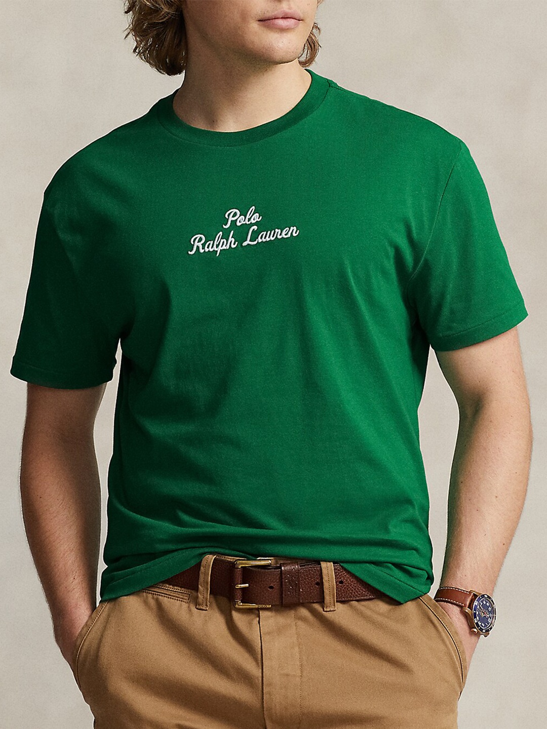 

Polo Ralph Lauren Printed Round Neck Short Sleeves Regular Fit Cotton T-Shirt, Green