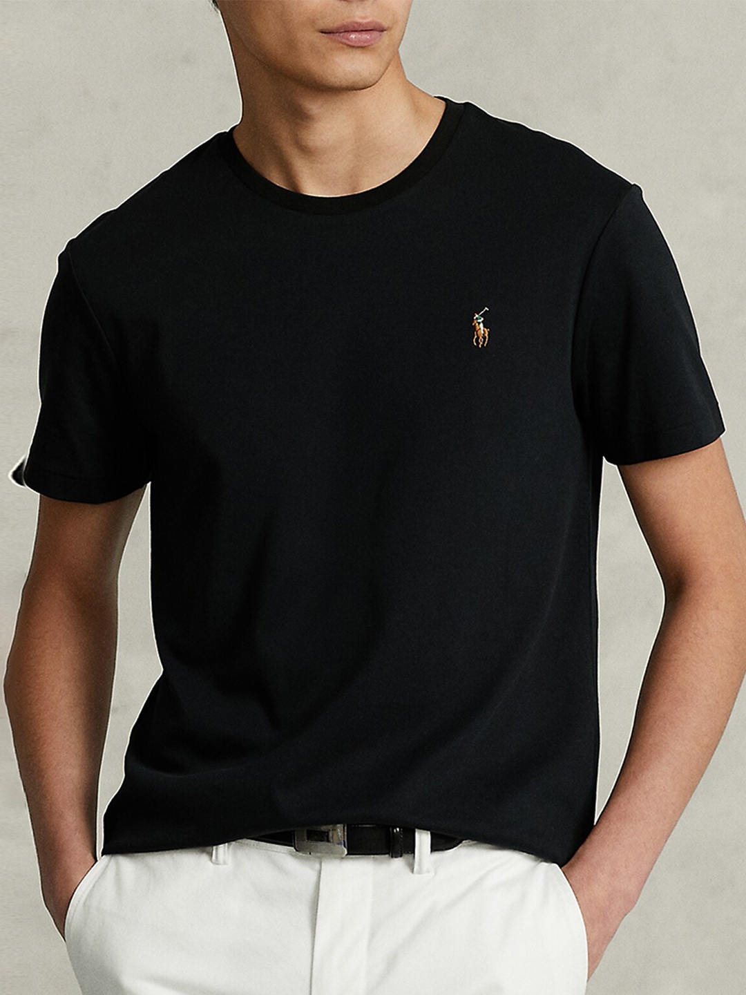 

Polo Ralph Lauren Cotton Round Neck Short Sleeves Slim-Fit Casual T-shirt, Black