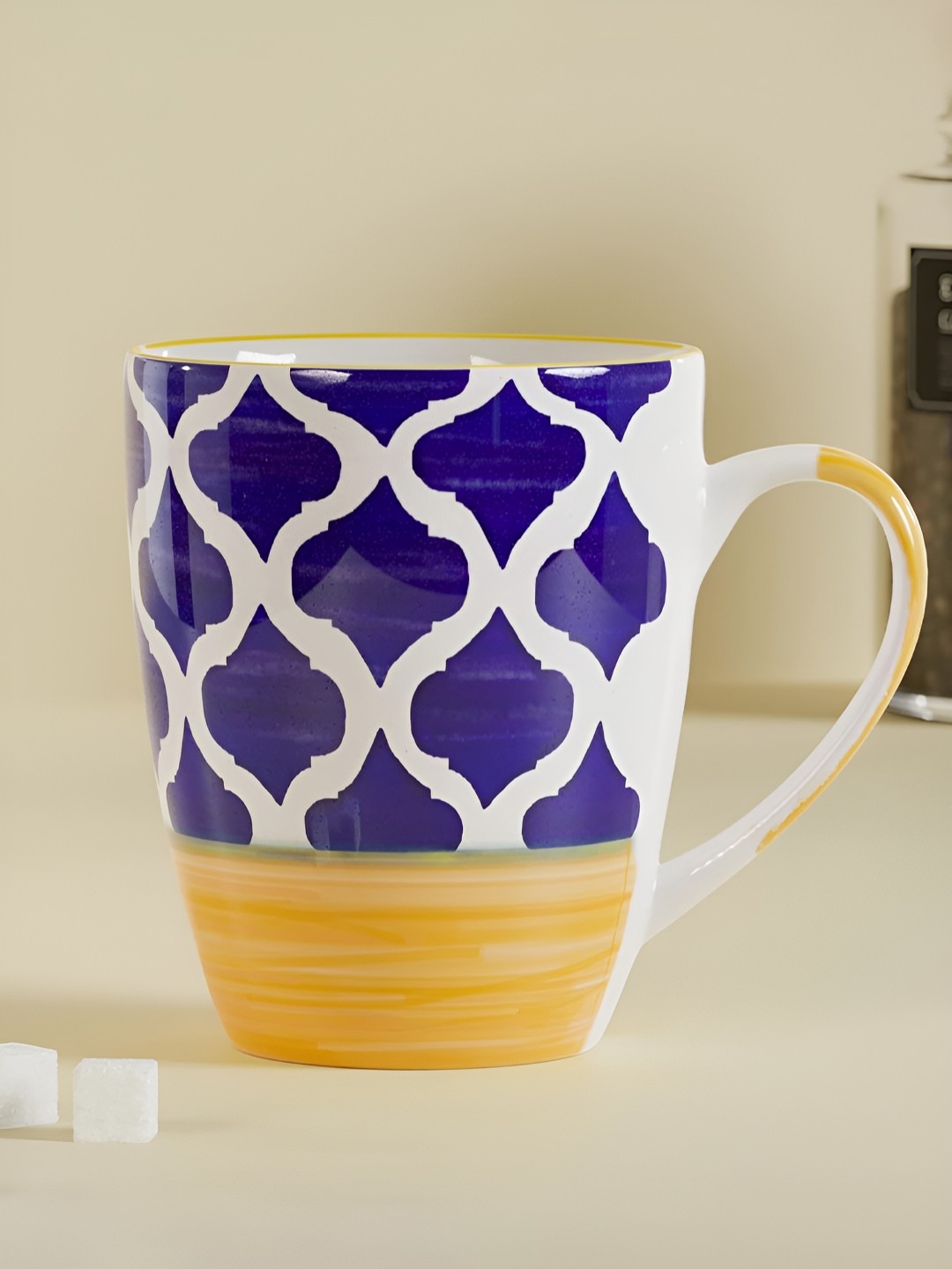 

The Earth Store Blue & White Printed Microwave Safe Glossy Finish Ceramic Mug 300 ml