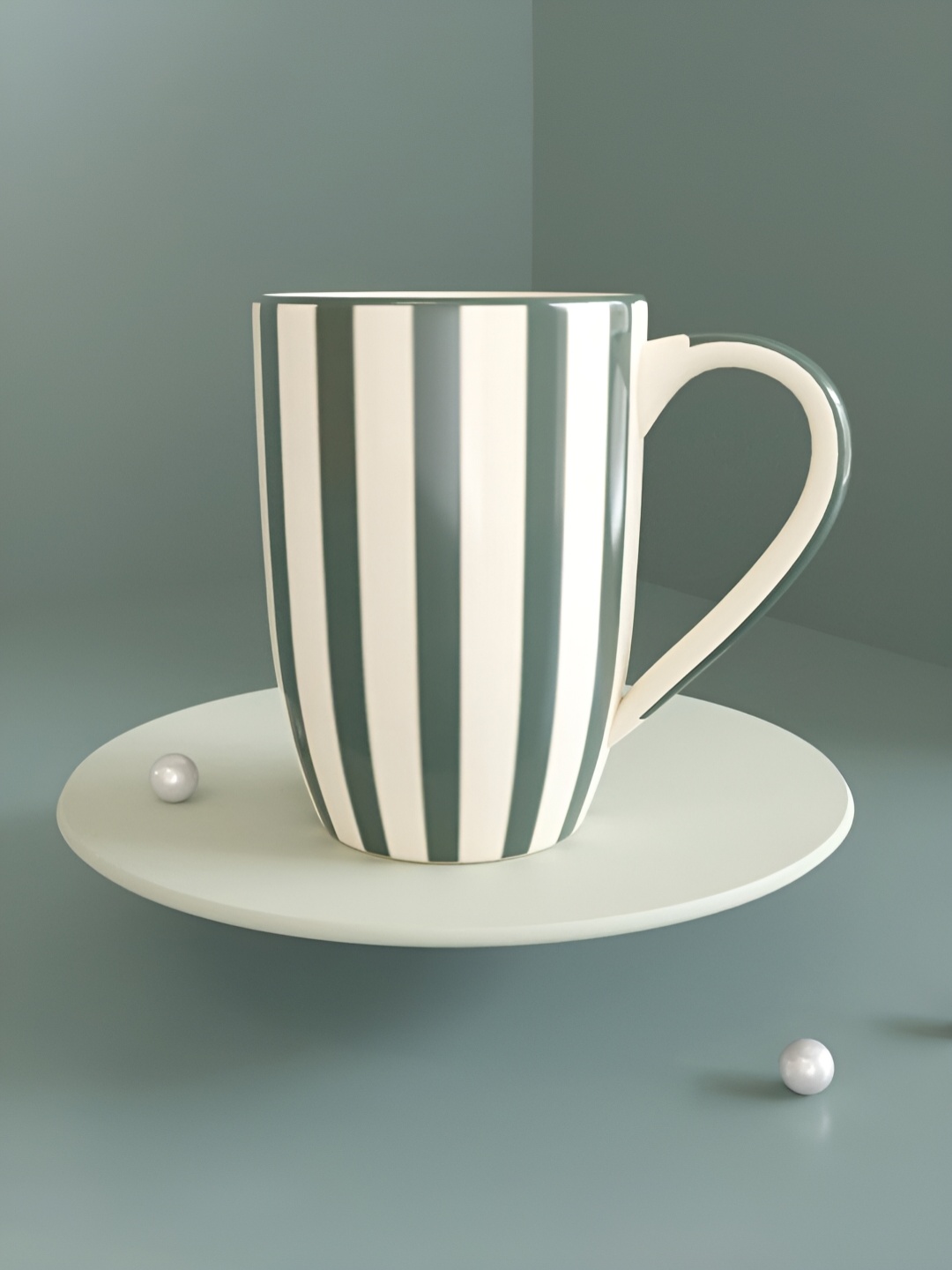 

The Earth Store Grey & White Printed Microwave Safe Glossy Finish Ceramic Mug 420 ml