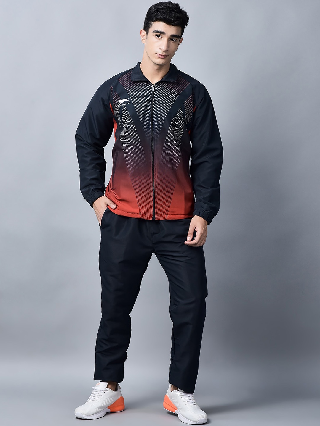 

Shiv Naresh Graphic Printed Mock Collar Tracksuits, Navy blue