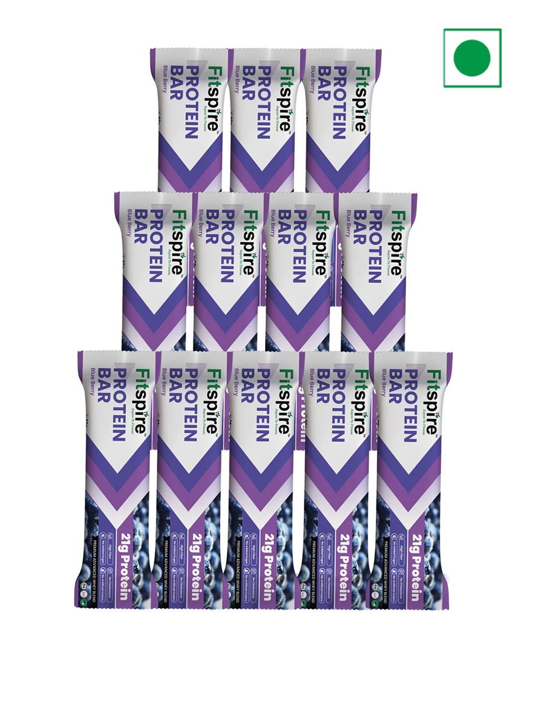 

FITSPIRE Pack 12 Blueberry Protein Bar-20g Each, Blue