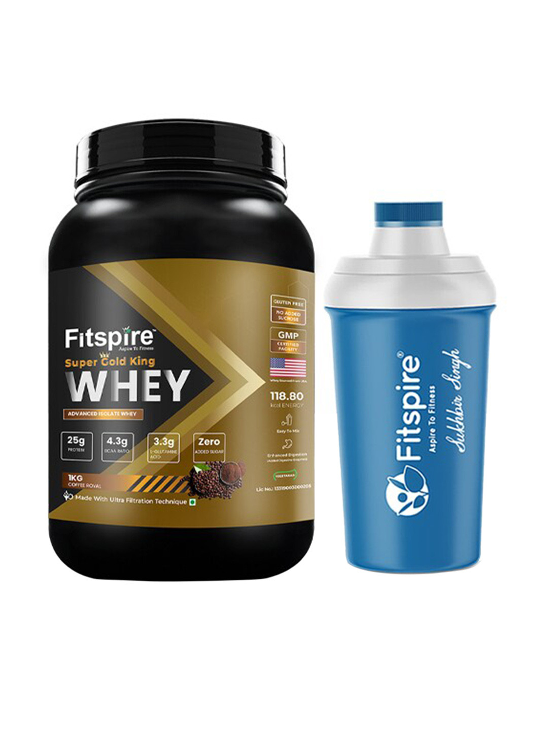 

Fitspire Gold King Advance Isolate Whey Protein Coffee Royal with Shaker -165 G