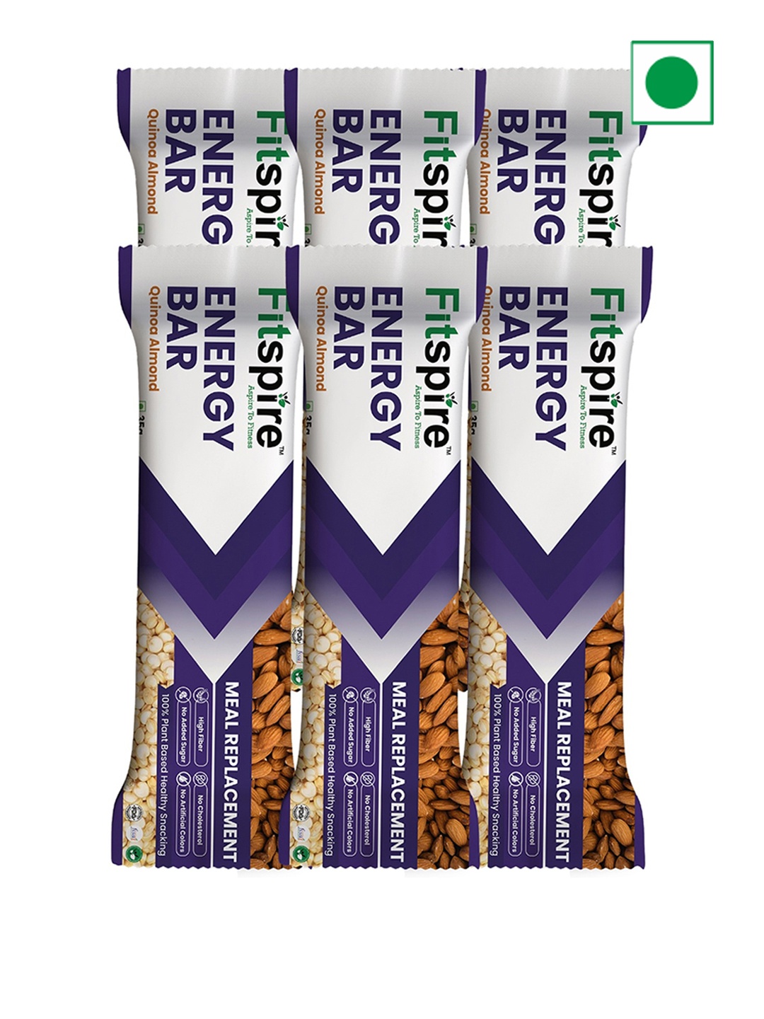 

FITSPIRE Pack 6 Quinoa Energy Bars-35 g Each, Purple
