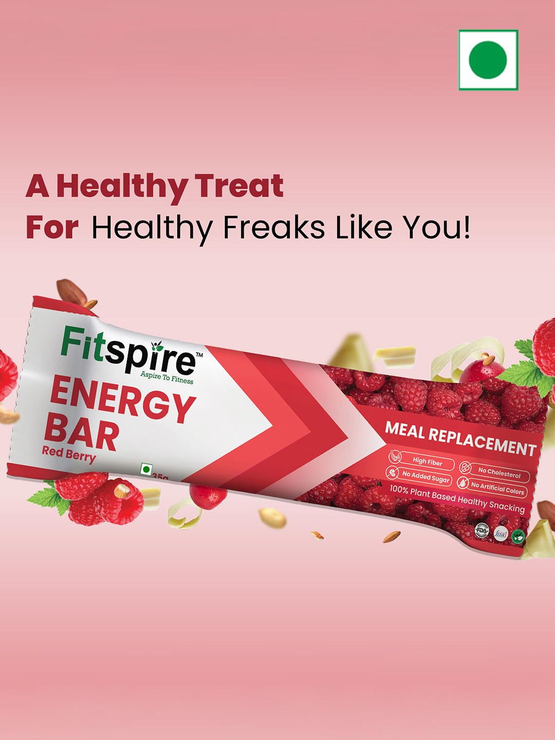 

FITSPIRE Pack of 12 Redberry Energy Bar -35gm Each, Red