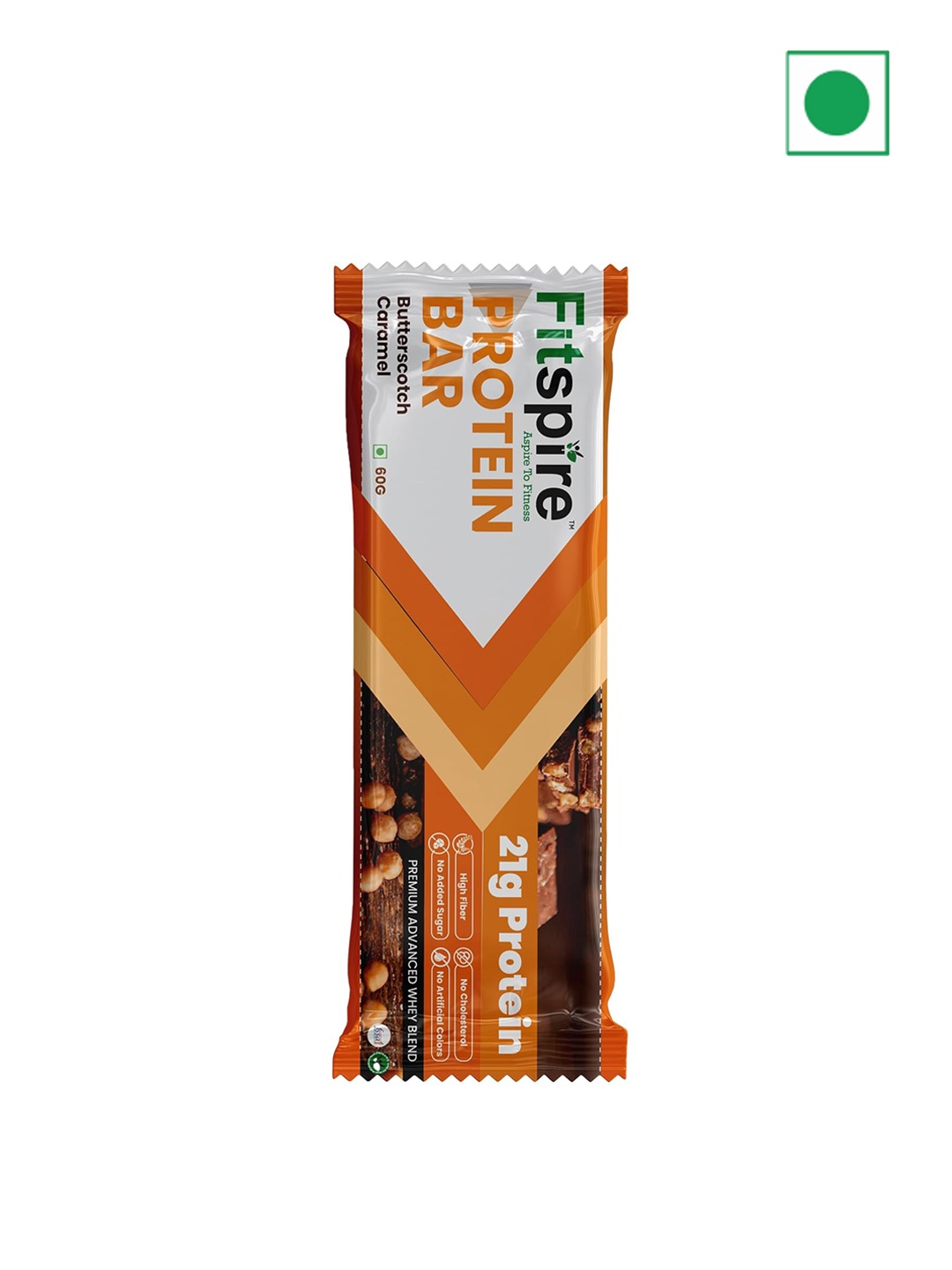 

FITSPIRE Butter Scotch Protein Bar -60gm, Gold