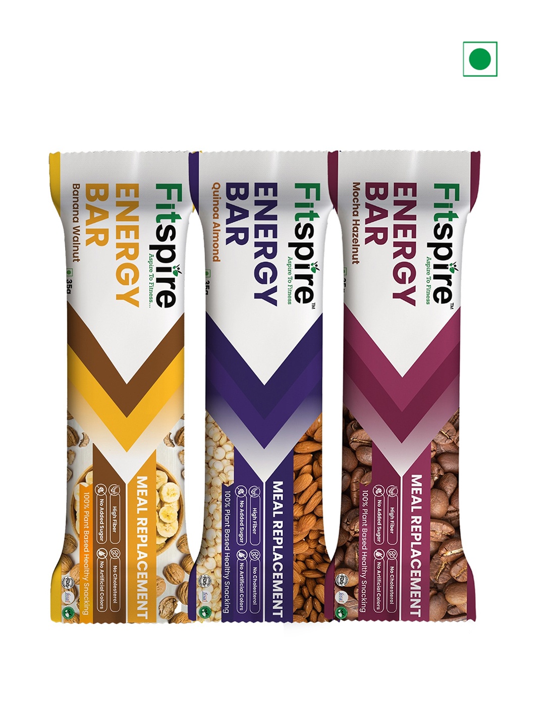 

FITSPIRE Pack of 3 Quinoa Mocha Banana Energy Bar -35 gm Each, Green