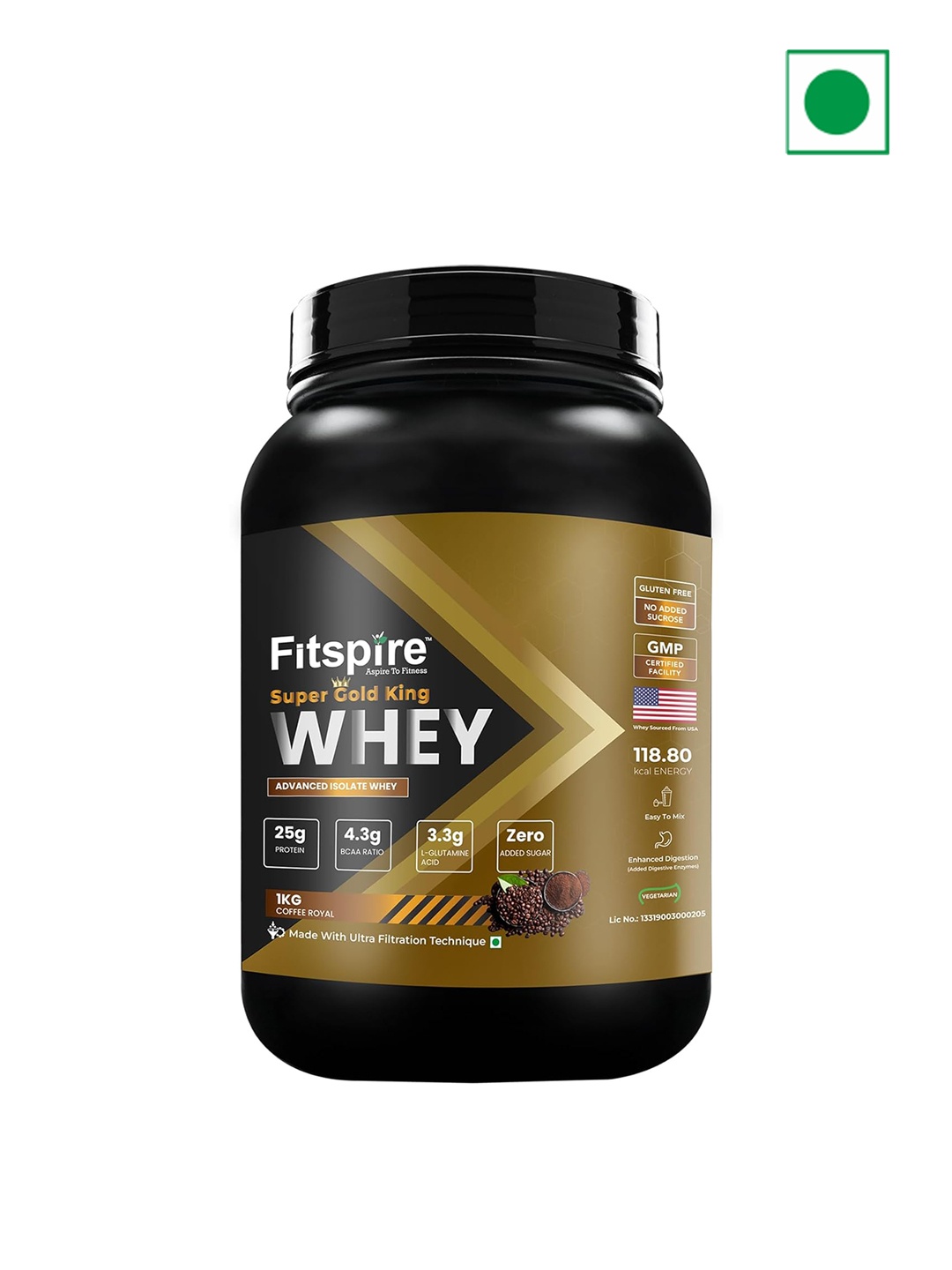 

FITSPIRE Super Gold King Isolate Whey Protein Coffee Royal - 1 kg