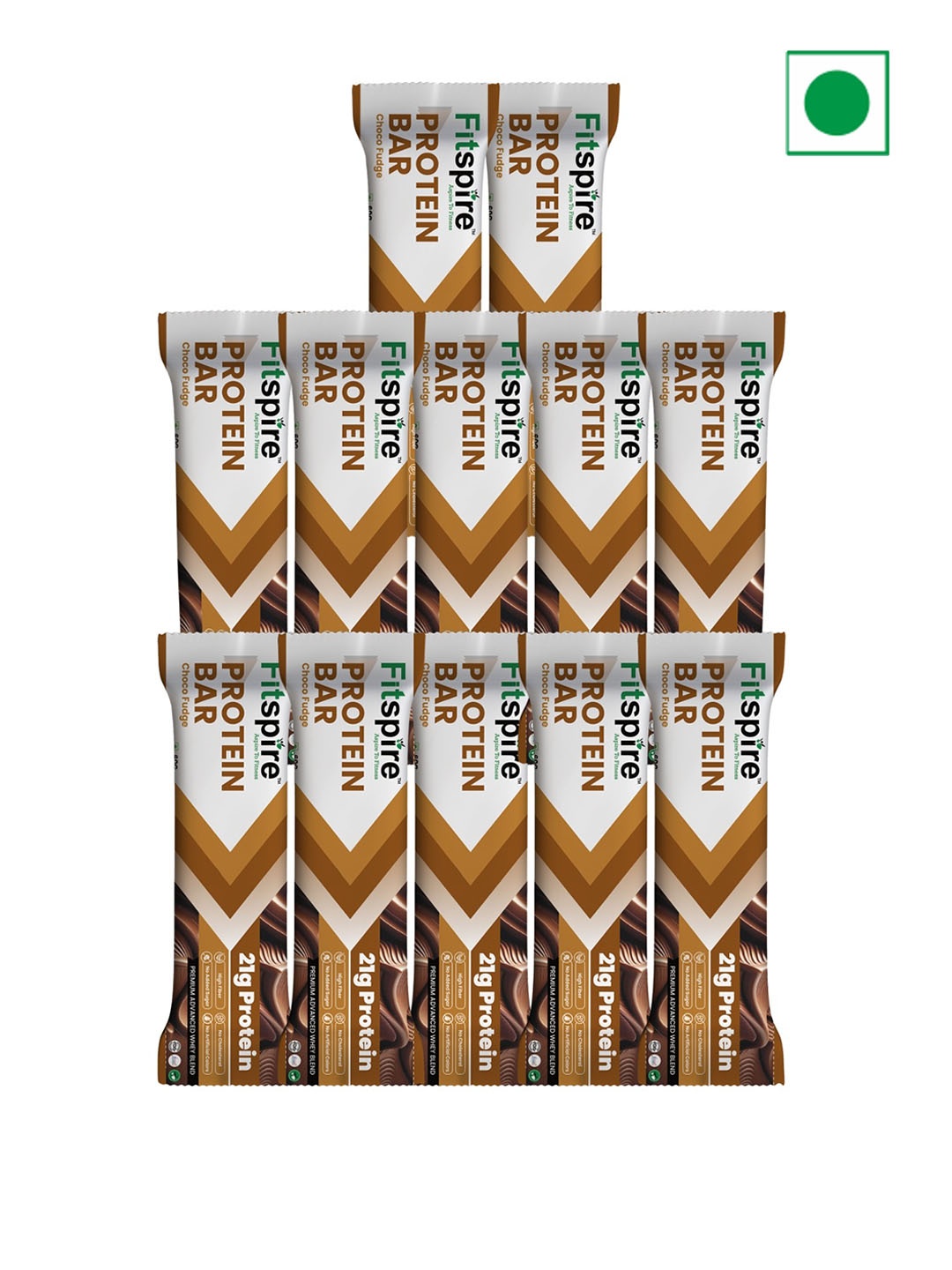 

FITSPIRE Set of 12 Choco Fudge Protein Bars- 60 gm, Brown